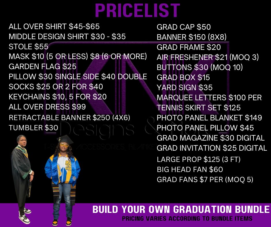 Editable Graduation Price List (Digital Download)