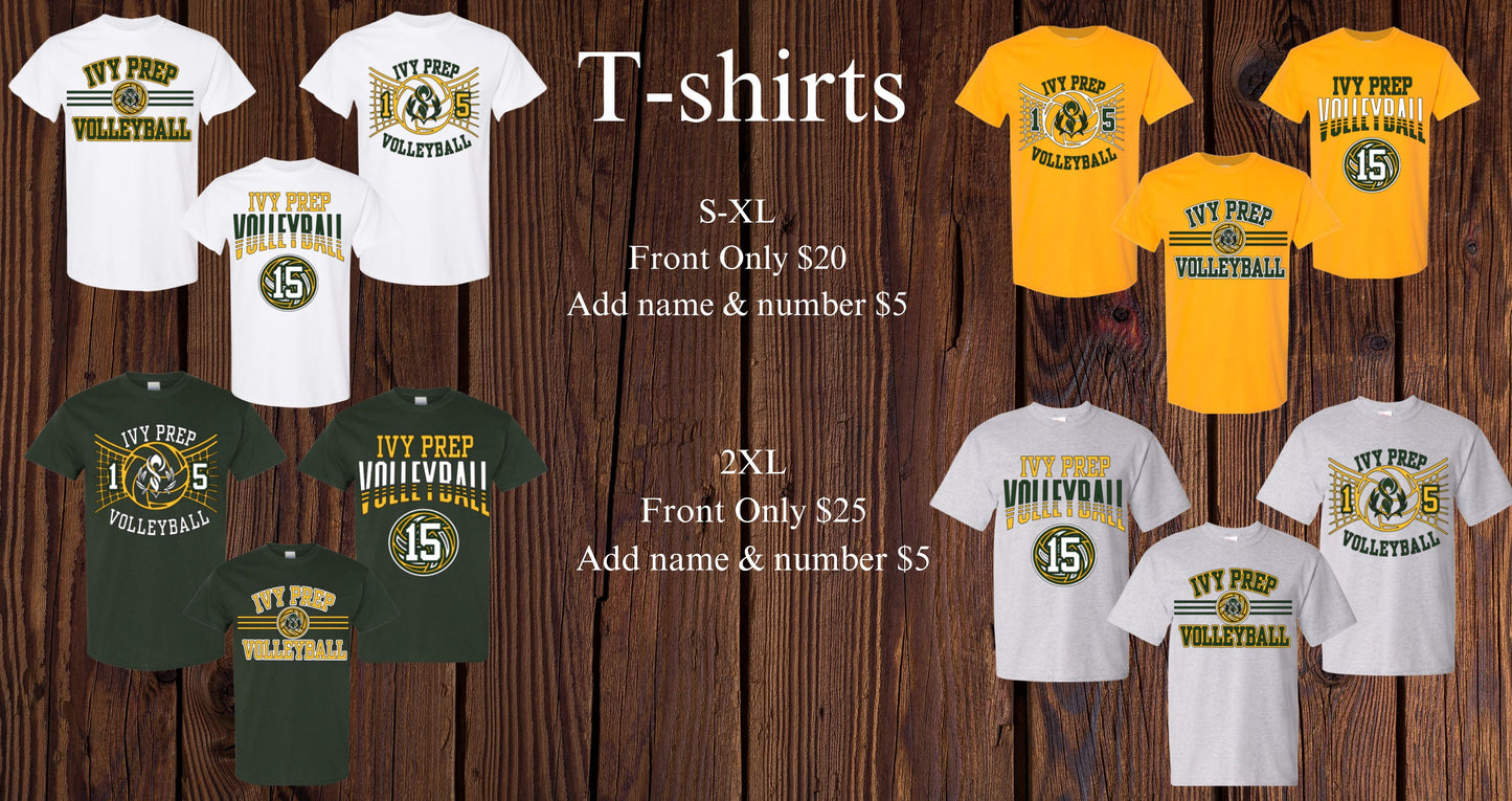 Volleyball T-shirts (Green/Gold Designs 1 & 2)