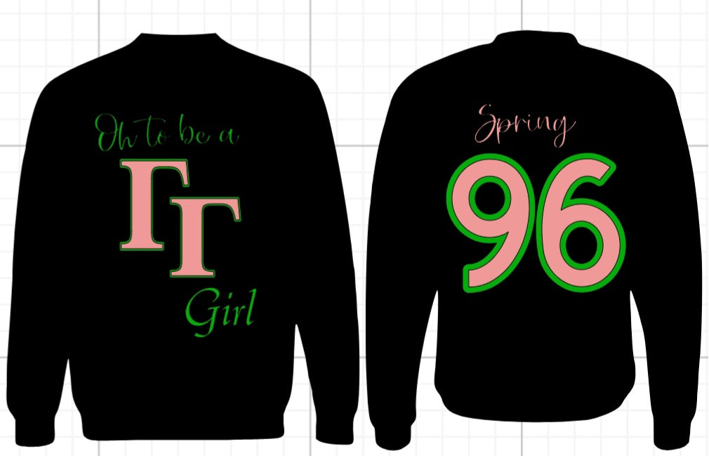 Oh to be a Gamma Gamma Girl (Greek letters)